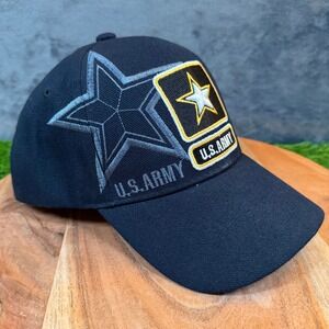Santo Cap US Army Baseball Hat Black Embroidered Star Logo Adjustable Mens OSFA